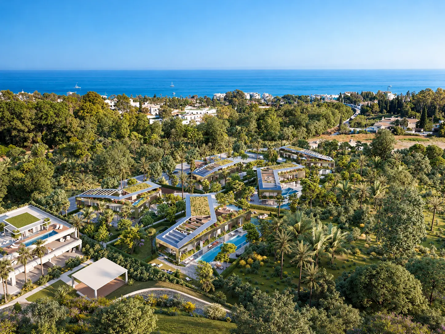 KARL LAGERFELD VILLAS Marbella — panorama inwestycji i wybrzeża z lotu ptaka